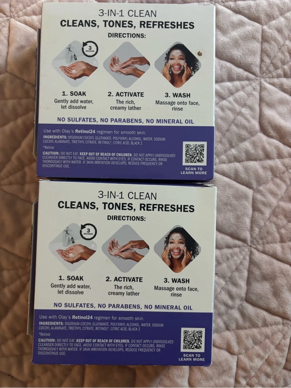Bundle of 2 OLAY Cleansing Melts Daily Facial Cleanser Retinol 32 melts x 2